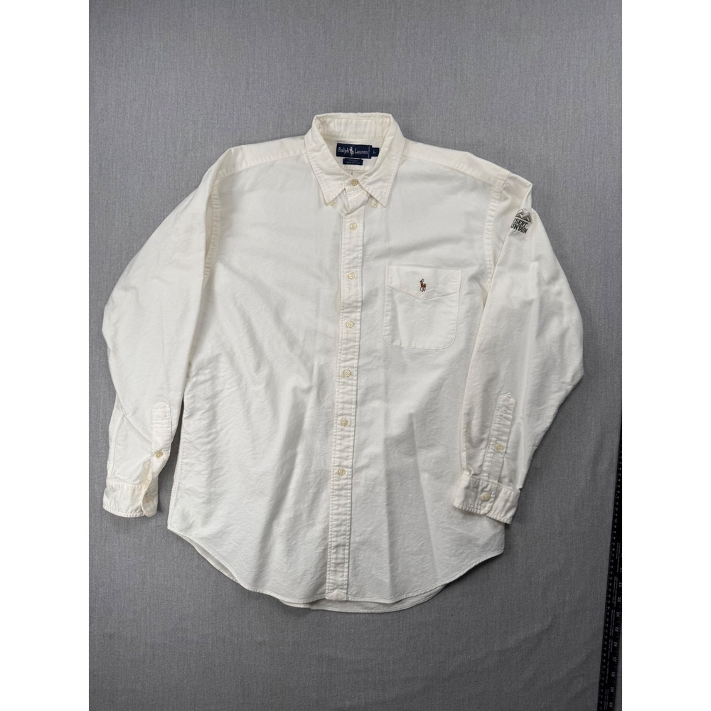 Ralph Lauren Tilden‎ Mens Large Cream Cotton Button Down Desert Mountain Shirt